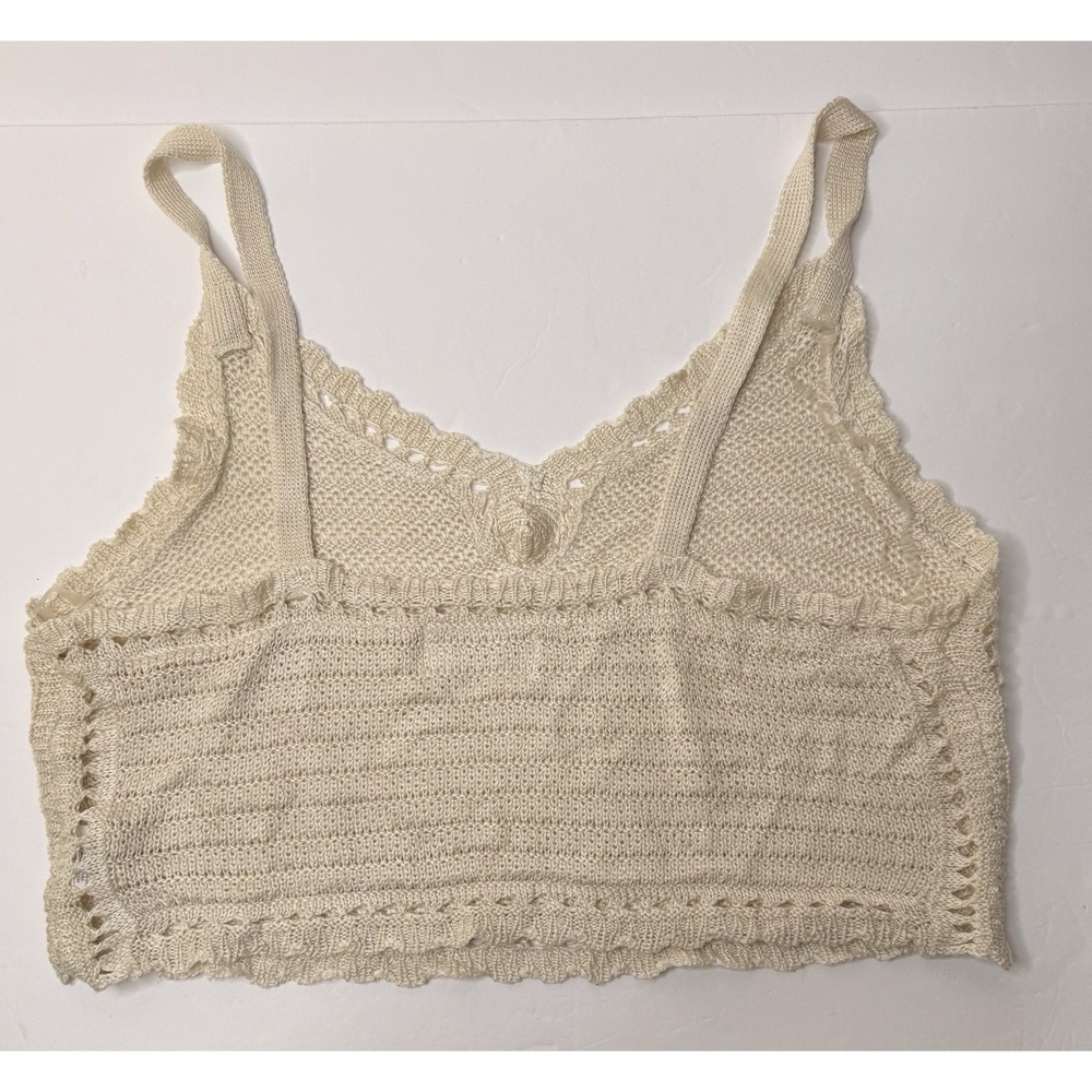 No Boundaries Sweater Tank Top Cropped‎ Women Size XL Cream Boho Indie Peasant - Picture 9 of 9
